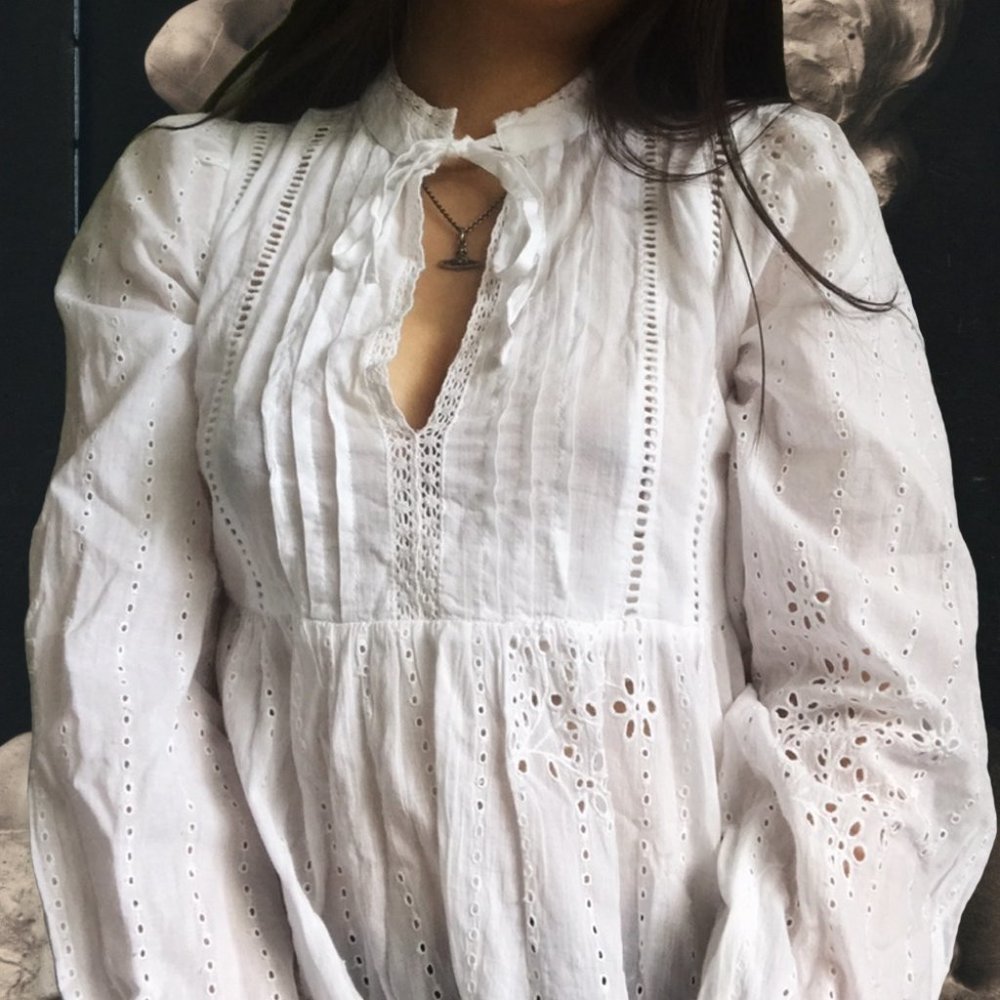 Urban Outfitters White Eyelet Blouse